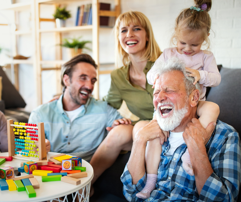 Family having fun at home. Enjoying their time because the chiropractor comes to them and they don't have to waste time going to a clinic. 